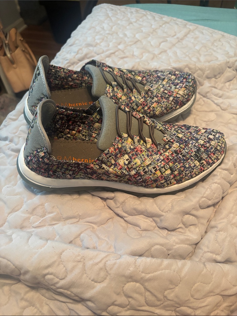 bernie mev. Woman’s Multicolor Woven Knit Slip-On Sneakers Size 39 or US 8